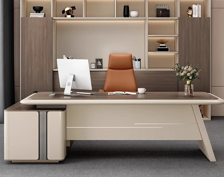 

Boss, office desk and chair combination, simple and modern president, supervisor, manager, large office single table baking