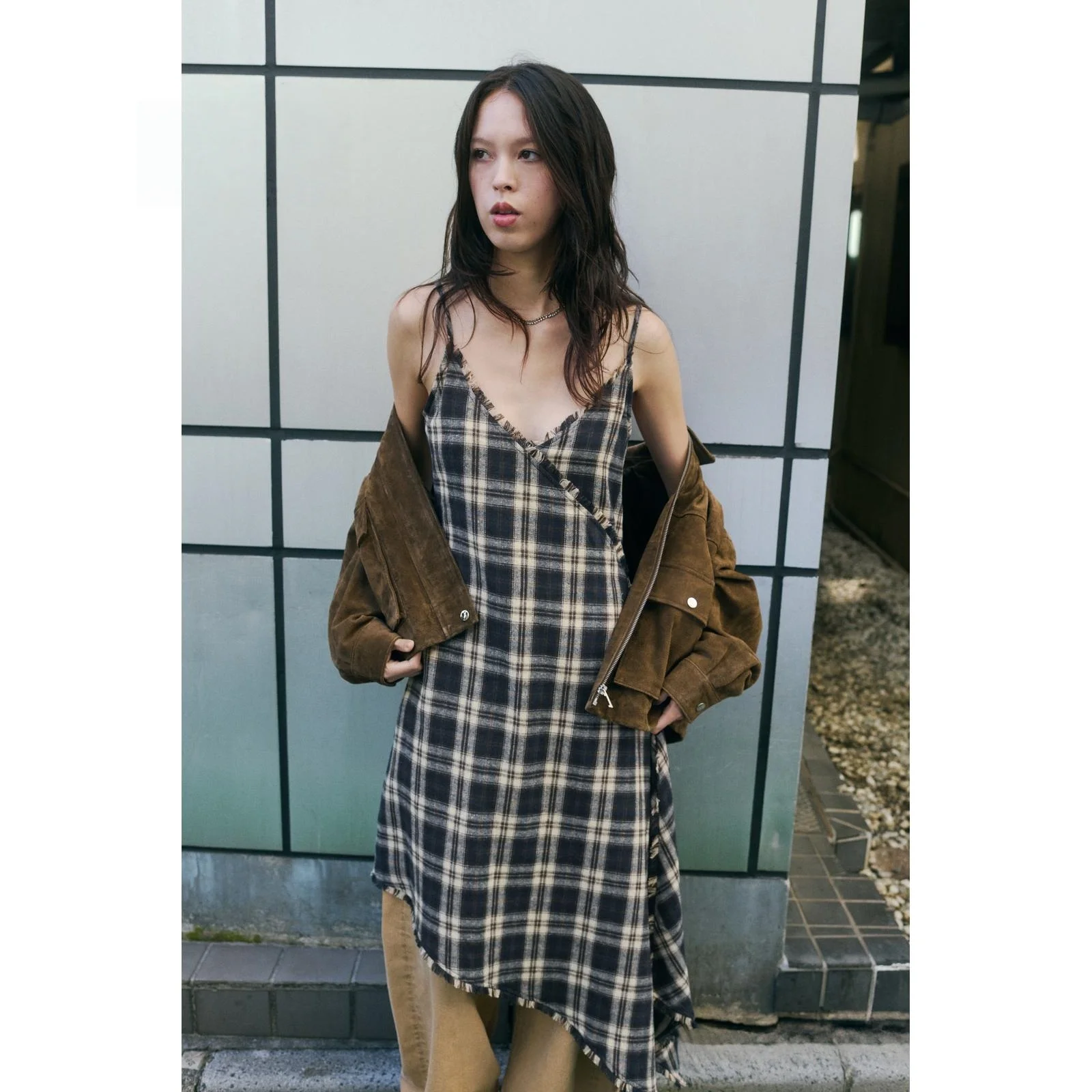 Autunno Inverno Nuove donne Beach Vaion Sle Strato con frange V Ne Plaid asimmetrico Dr Gonna da fata da donna Vestibilità ampia Ci...