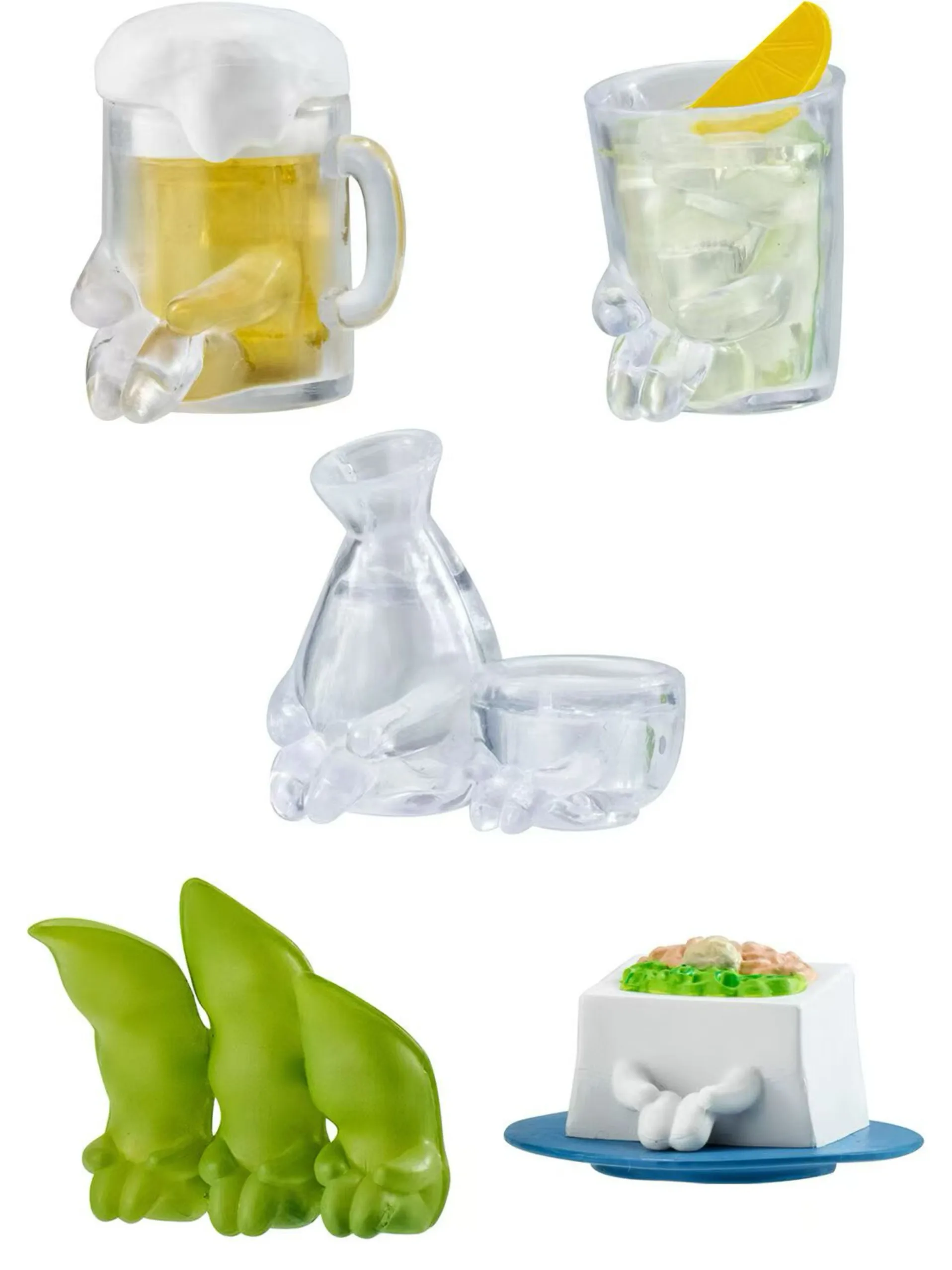 Figura de Gashapon de Cerveza y Edamame, Figura de Acción, Modelo de Juguete, Estatua en Pose Sentada, Linda Decoración de Comida, Coleccionable