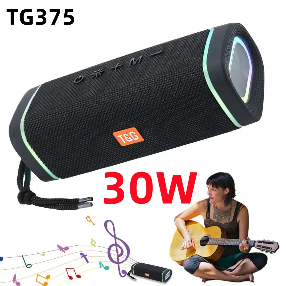 

TG375 Portable Bluetooth Speaker Big Power 30W Player 360 Stereo Subwoofer Super Bass Sound Radio Waterproof Led Light Sound Bar