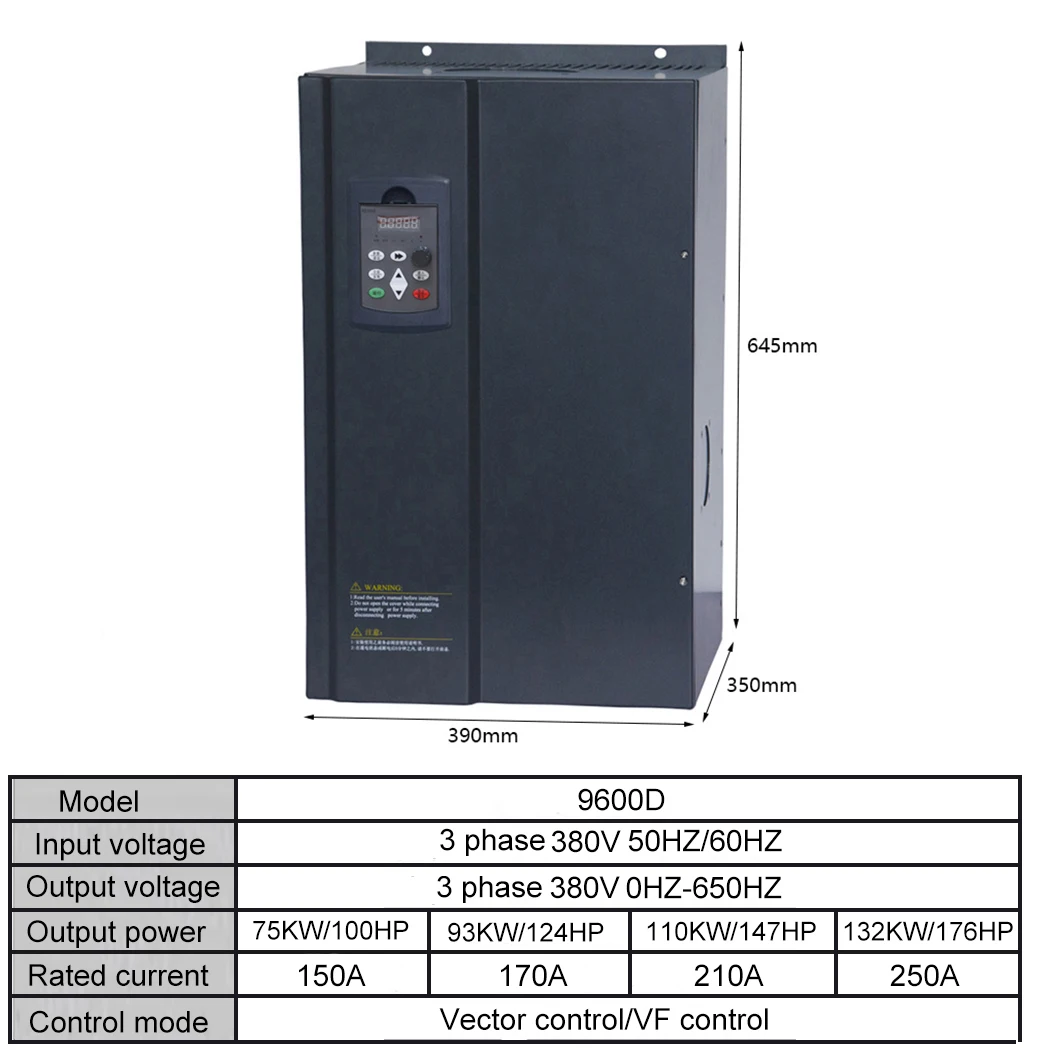 75kw VFD Variable Frequency Converter Inverter 3-Phase Input 380V AC Drive for Fan/Pump Speed Controller