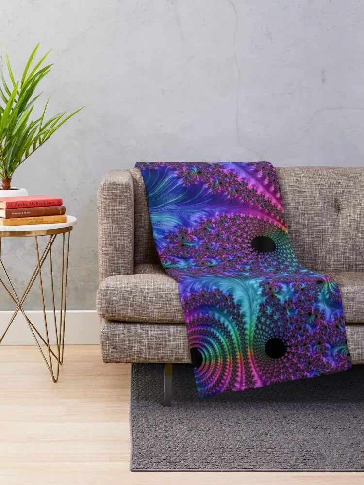 Sapphire corals Abstract Fractal Art Throw Blanket Personalized Gift Sleeping Bag Blankets