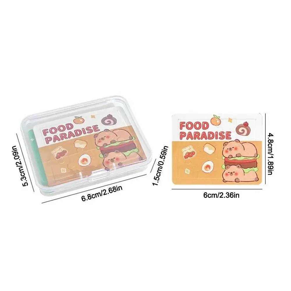 Con caja, rompecabezas de dibujos animados de capibara, juguetes prácticos, Mini rompecabezas de dibujos animados creativos, juguetes de papel fácil, juego de rompecabezas de dibujos animados para estudiantes