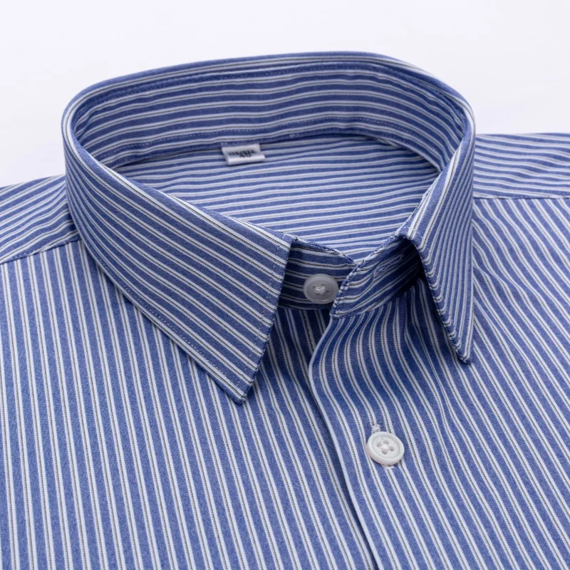 

High Elasticity 4XL Easy Care Classic Stripes Shirts Men Long Sleeve Casual Slim Fit Men Shirts Men Long Sleeve Camisa Social
