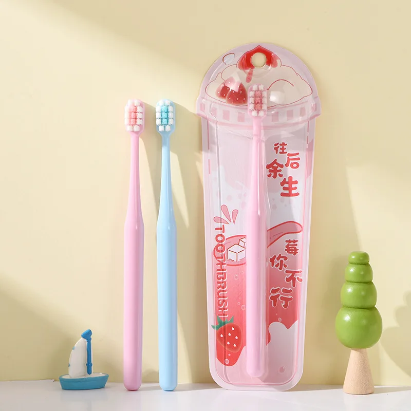 Couple Style Portable Toothbrush Set Cute Strawberry Blueberry Printed Oral Care Travel Kit