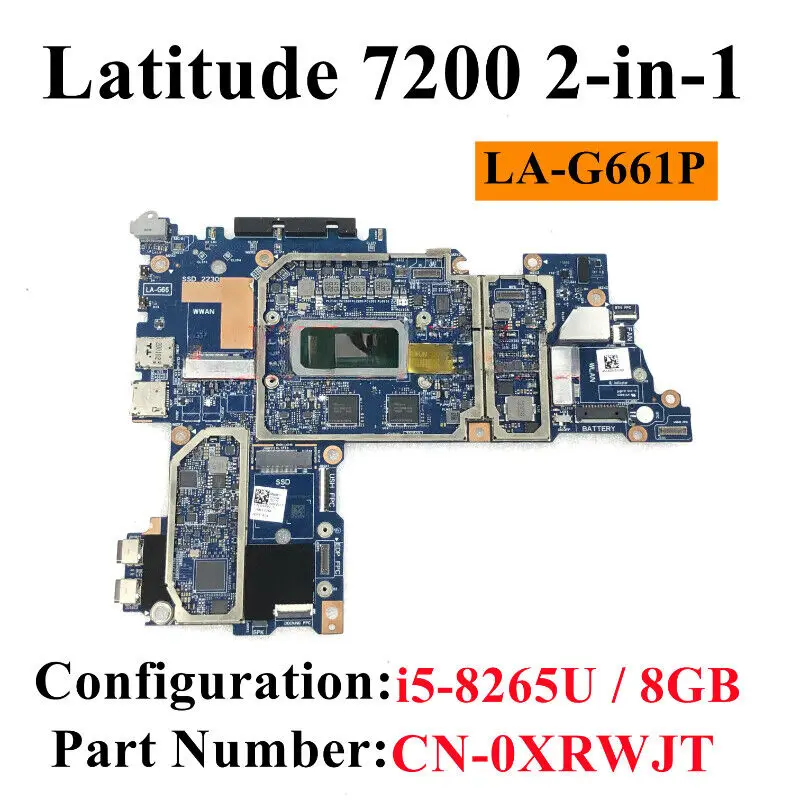 DDB20 LA-G661P For dell12 7200 2-in-1 Tablet Motherboard i5-8265U RAM CN-0XRWJT