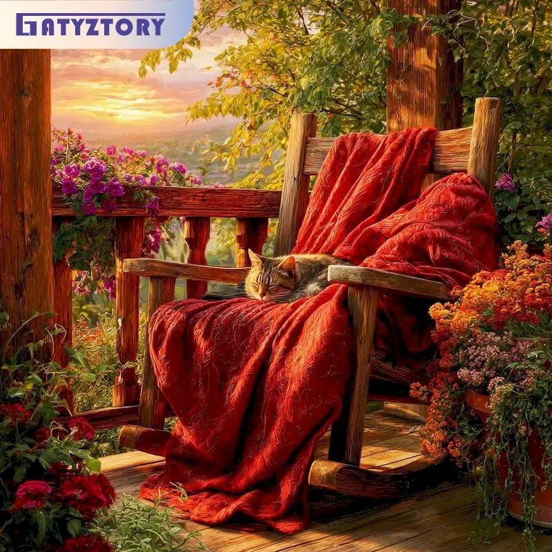 

GATYZTORY Cat Paint By Numbers Picture DIY Color by Number for Beginner Scenery Number Painting Wall Art Picture Picture Drawing