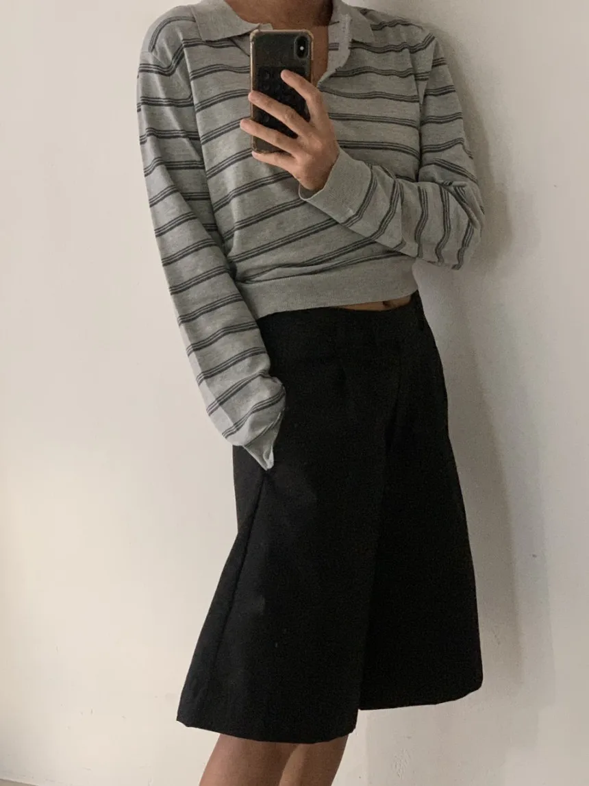 Maglione lavorato a maglia a righe coreano Sle da donna, top alla moda dal design pigro e sciolto per giovani donne nell'autunno 2025