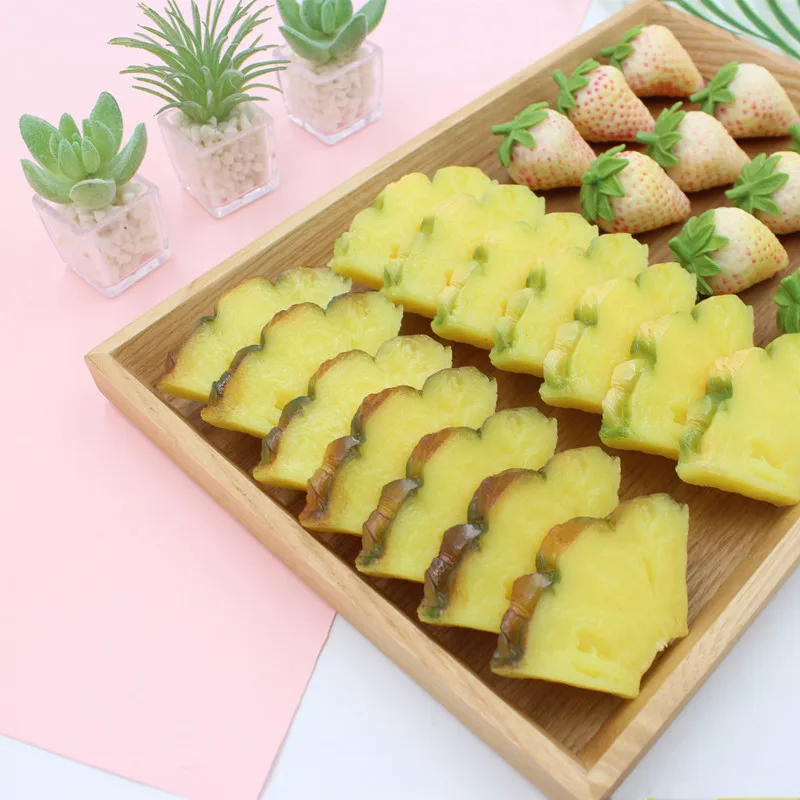 1Pcs Simulation Pineapple Slice PVC Artificial Fruit Cutting Slice Fake Food Model Crafts Photo Props Festive Party Table Decor