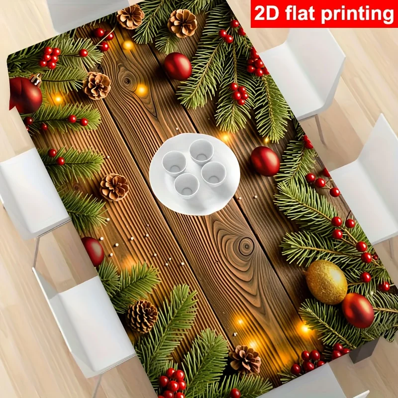 Christmas Table Runner Waterproof Wood Grain Holiday Centerpiece for Dining Table Decor Festive Xmas Season