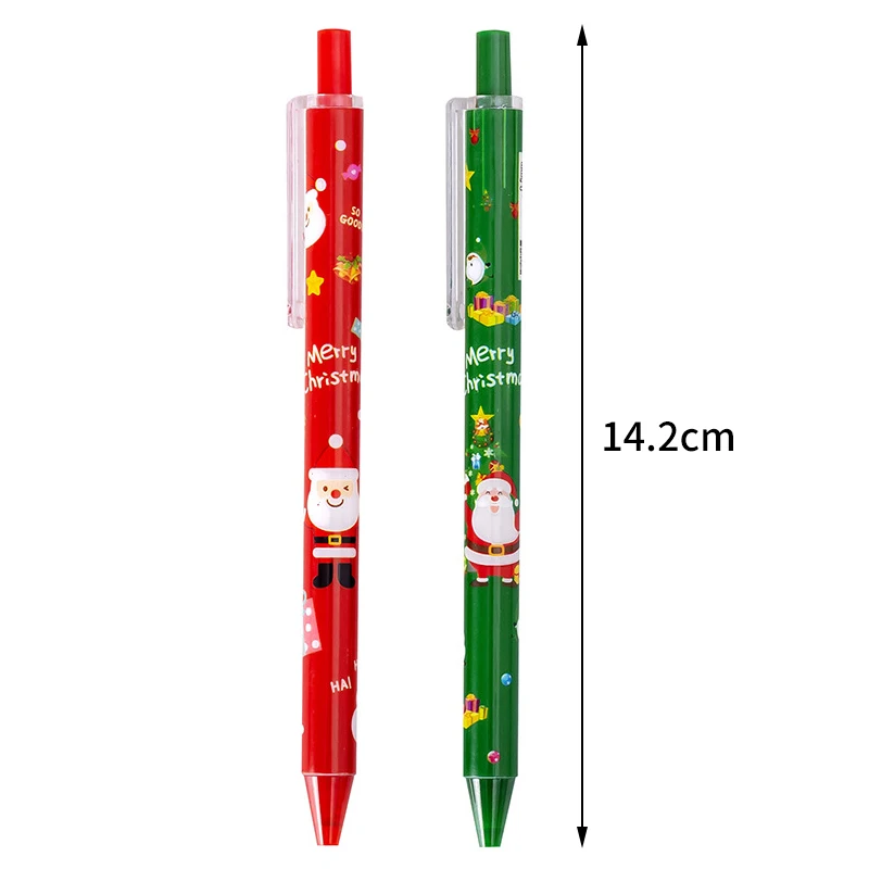 Stylos à pression de Noël mignons, stylos de dessin animé, stylos à séchage rapide, fournitures scolaires, papeterie pour étudiants, cadeaux de fête de Noël, 10 pièces