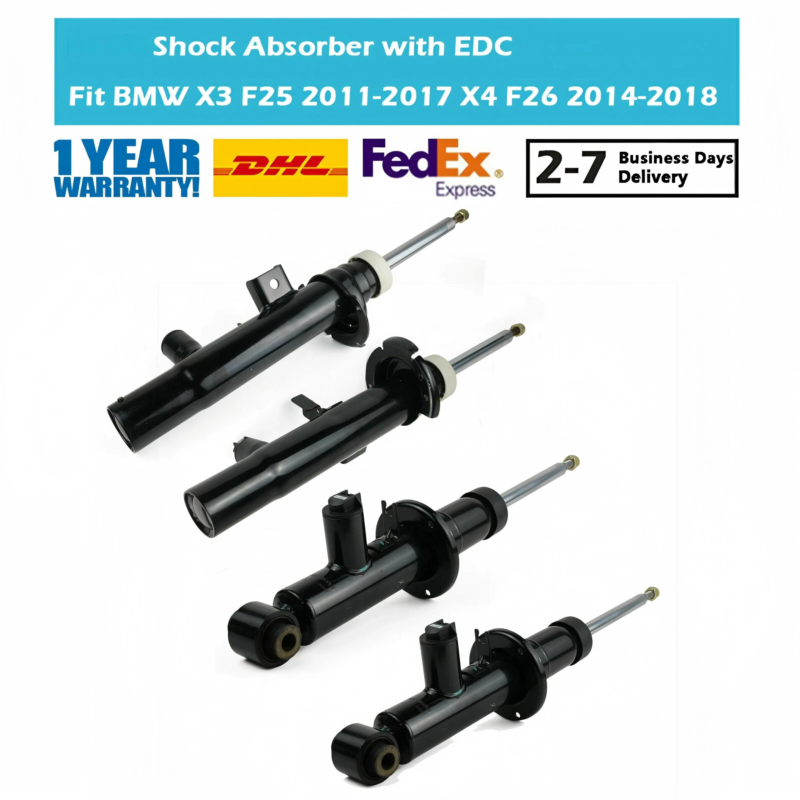 

4X Front Rear Suspension Shock Absorbers with EDC For BMW X3 F25 X4 F26 2011-2018 37126799911 37116797025