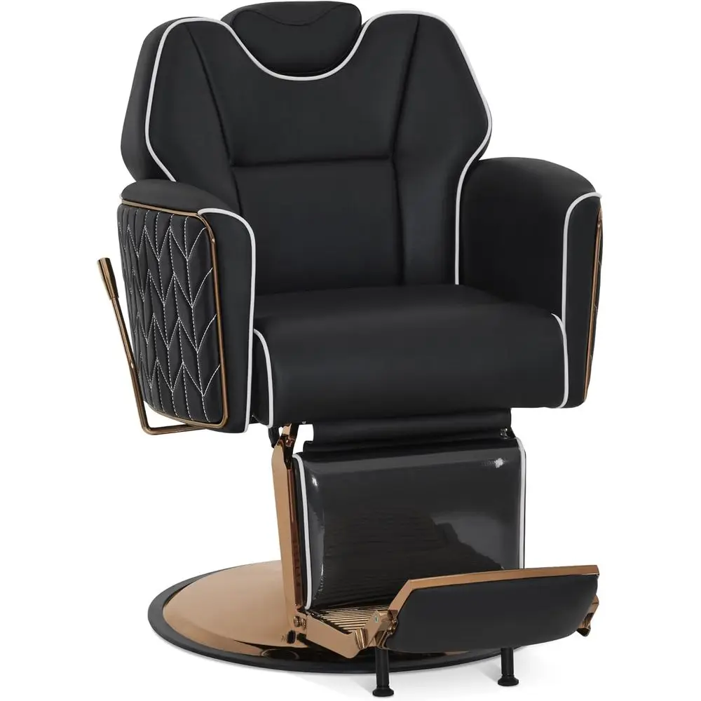 

Hydraulic Reclining Barber Chair with Hand Levers for Hair Stylists and Barbershops (Black)