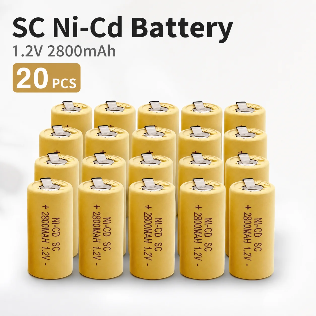 Ni-Cd Sub-C Battery 1.2V 2800mAh High Drain Rechargeable Cell for Makita Bosch DeWalt Screwdriver Power Tool Pack Parts