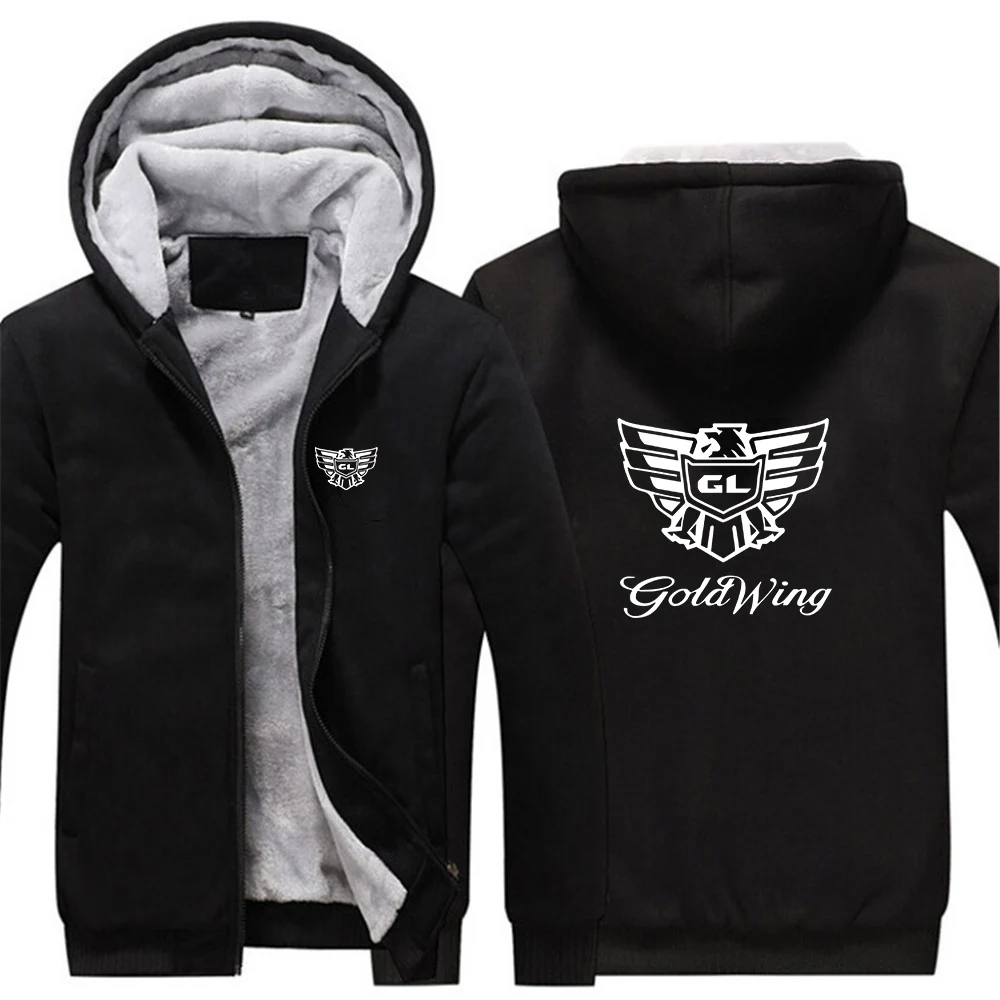 

Goldwing GL1500 2023 Winter New Zipper Thickened Hoodie Fashion Brand Logo Men's Sweatshirt Solid Color Splicing Top