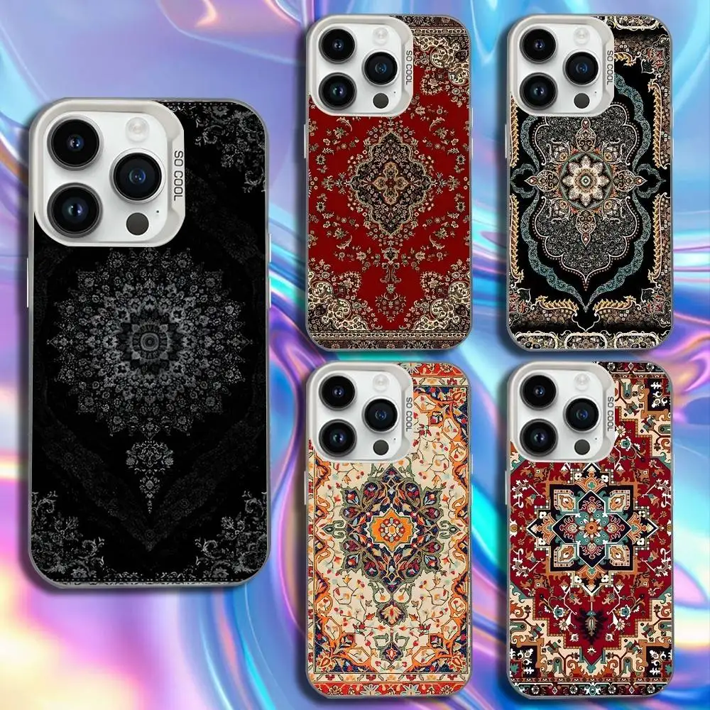 

Persian Carpet Floral Pattern Phone Case For iPhone 17,16,15,14,13,12,11,Mini,Pro,SE,MAX White Matte Shockproof Cover