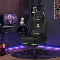 Vittanly Gaming Chair Luxury Breathable Office Chair Faux Suede Game Chair Ergonomic Gamer Chair With Headrest Cushion Footrest