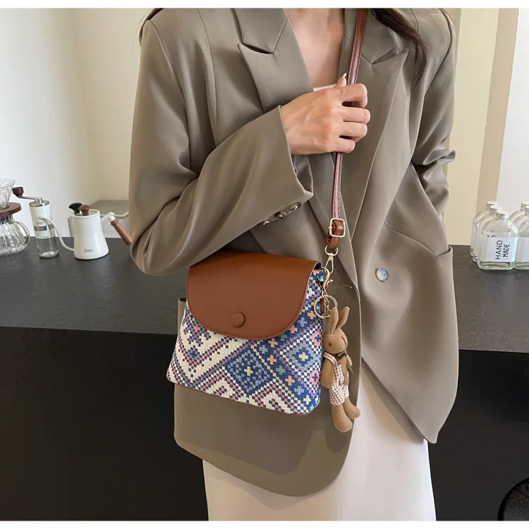 

Цветная сумка через плечо для телефона из искусственной парусины, женская квадратная сумка-ведро большой вместимости в горизонтальном стиле