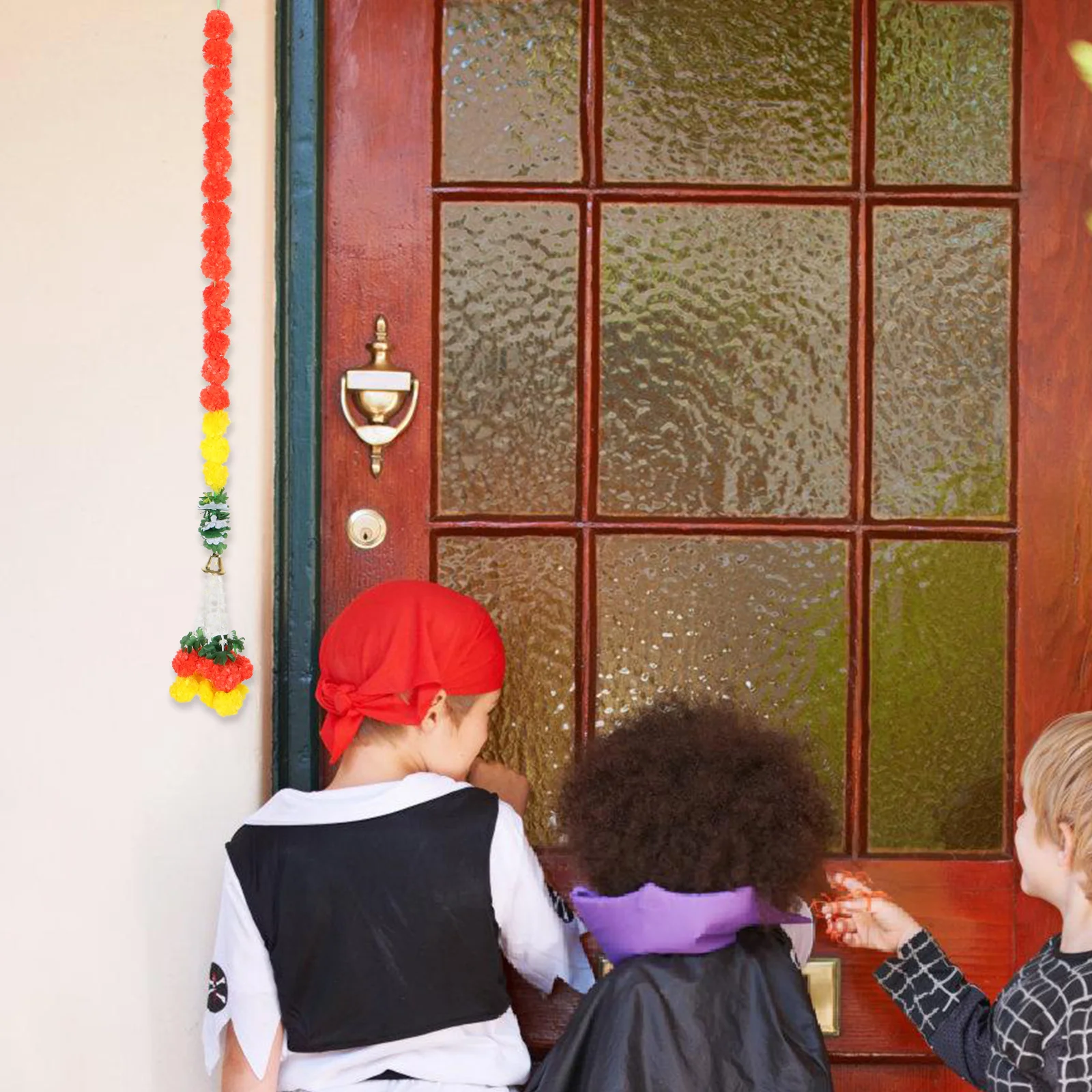 

Artificial Marigold Bell Garland Floral Decoration Festival Wedding Pooja Home Halloween Fake Marigold Toy