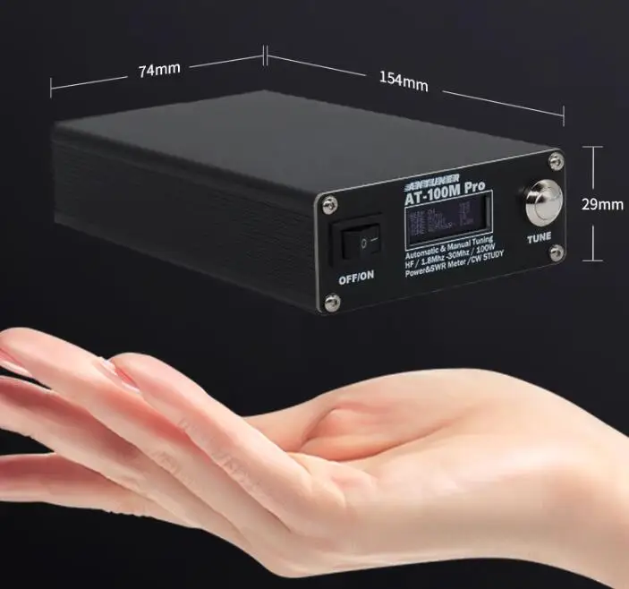 Karfri Sintonizzatore Antenna AT100M Pro – Manuale E Automatico 1.8-30MHz Con Misuratore Di Potenza