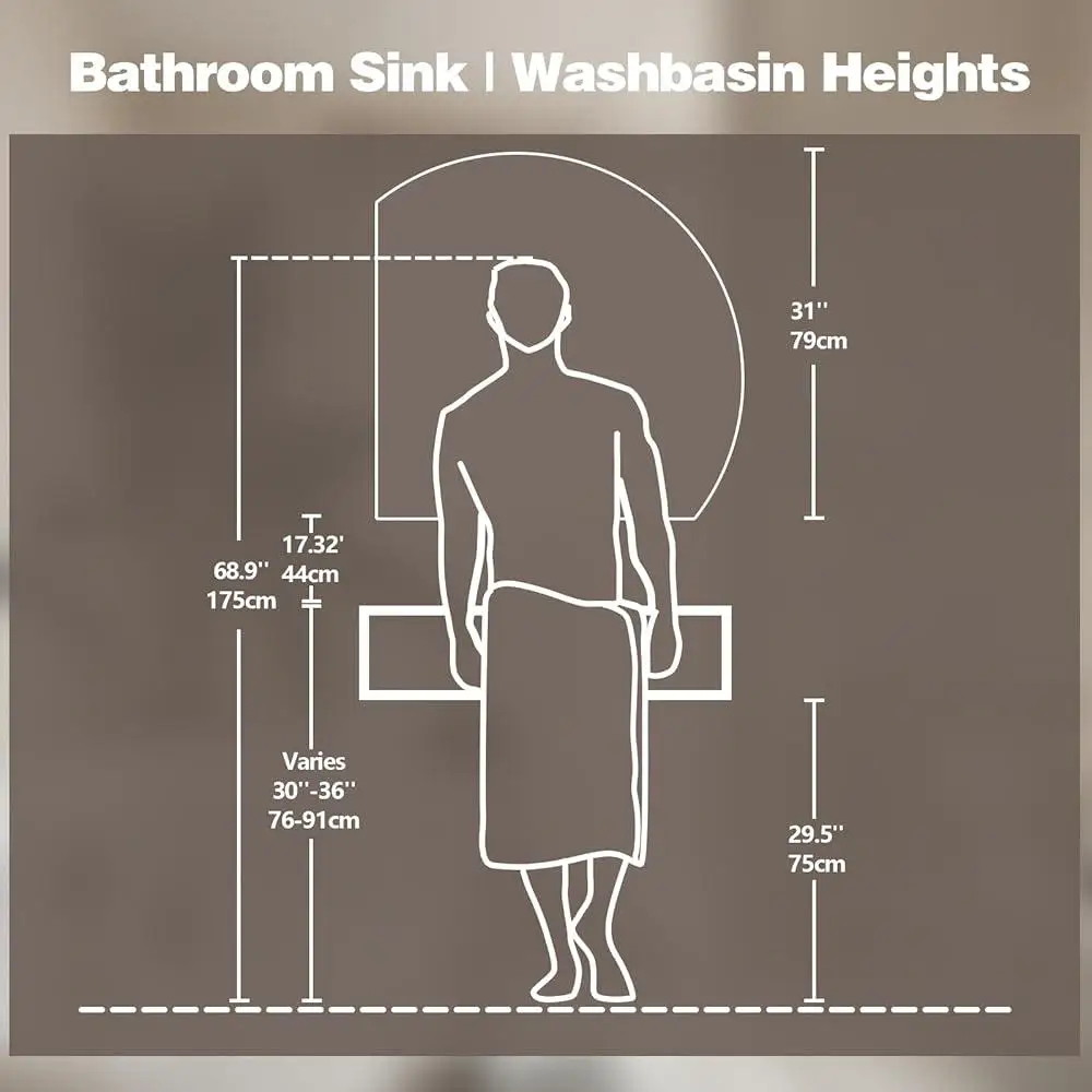 35 Inch Half Moon LED Mirror Backlit Anti-Fog Touch Control Frameless Vanity Mirror Bathroom Entryway