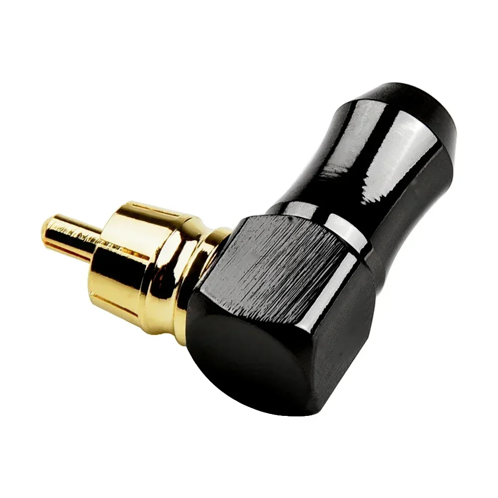 Rca ângulo reto macho plug cobre conector de áudio e vídeo adaptador de solda conector banhado a latão se encaixa até cabo de 6mm