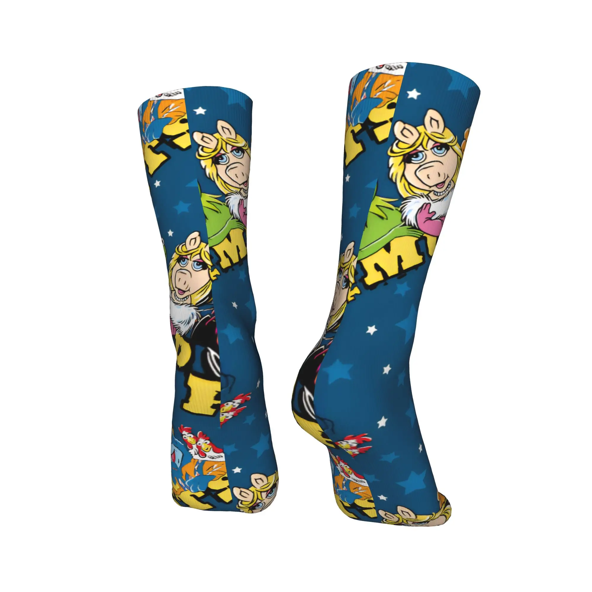 M-Muppets شخصيات على جوارب زرقاء جوارب بأشكال مضحكة الكبار الرجال الجوارب المريحة الخريف سكيت تصميم عدم الانزلاق الجوارب هدية