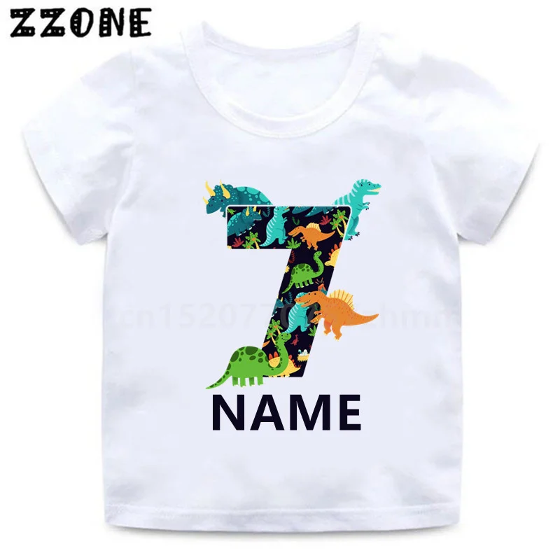 Boys T Shirts Happy Birthday 1 2 3 4 5 6 7 8 9 Years Kids Tshirt Cartoon Dinosaur T-shirts Children Tops Girls Clothes,HKP2684