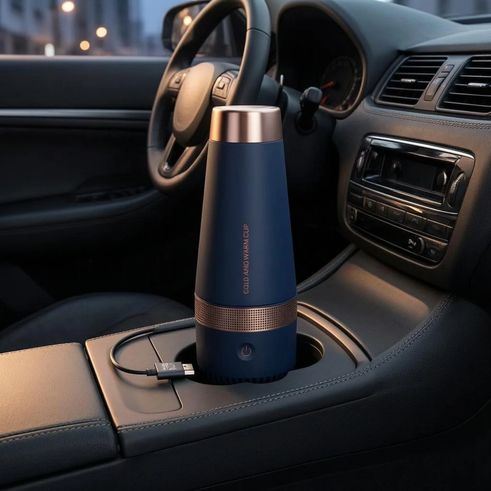 USB Hot-and-Cold Cup Metal Lid Portable Electric Cup