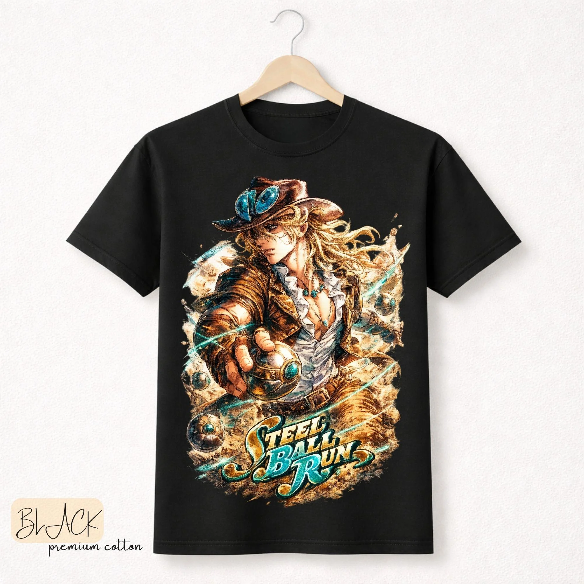 Camisetas de Anime Jojo Bizarre Adventure Steel Ball Run Gyro Zeppeli para hombre y mujer, camisetas informales de algodón Y2K de manga corta, camisetas de gran tamaño