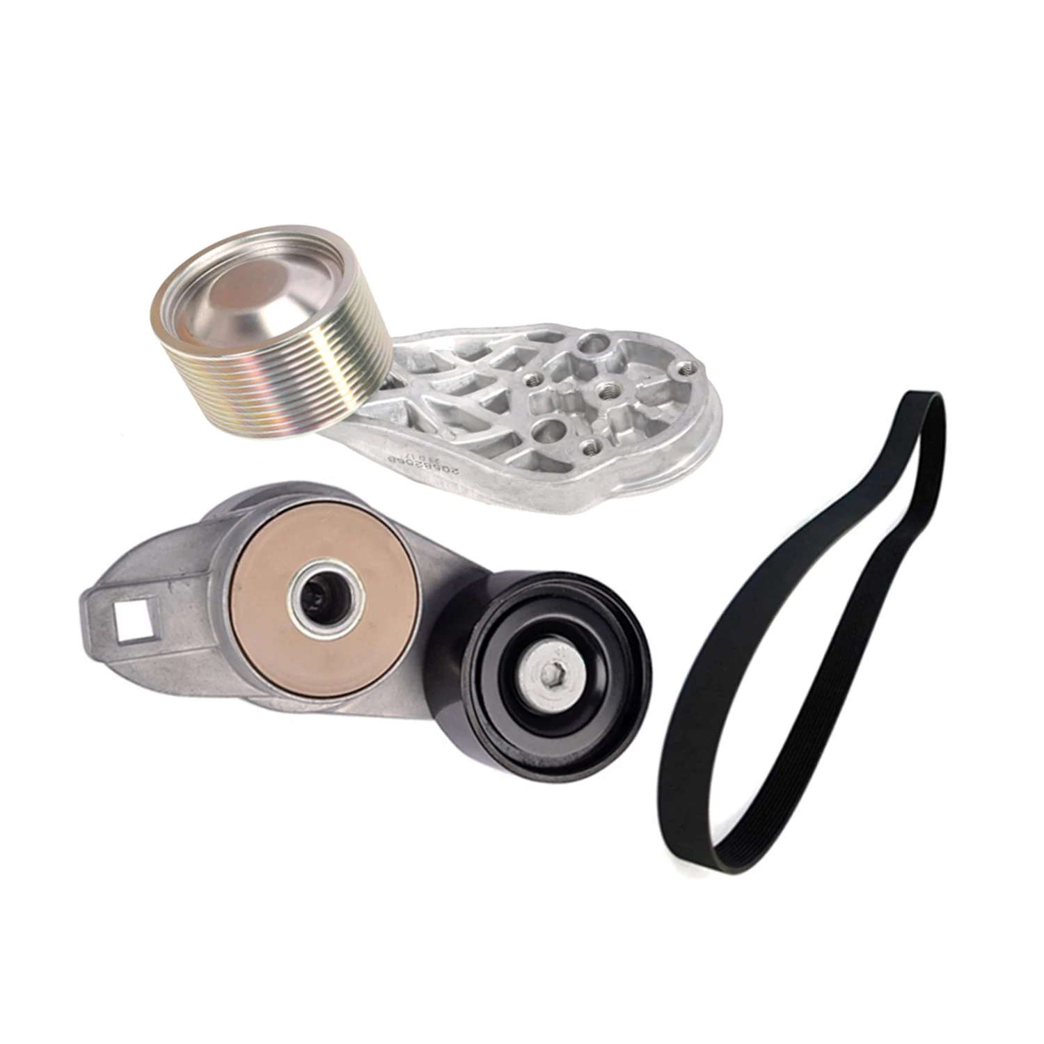 

For Volvo D13 Engine Fan Belt Tensioner Set 21714847 20582558 with 12 Grooves Belt 20582557 3PCS Heavy Duty Replacement