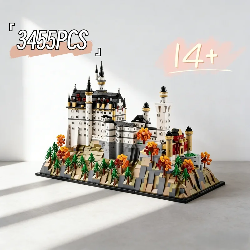 

3455PCS DIY New Series Art Architecture MOC Swan Building Blocks 21063 Castle Set Toys for Adults Kids Birthday Party Gifts