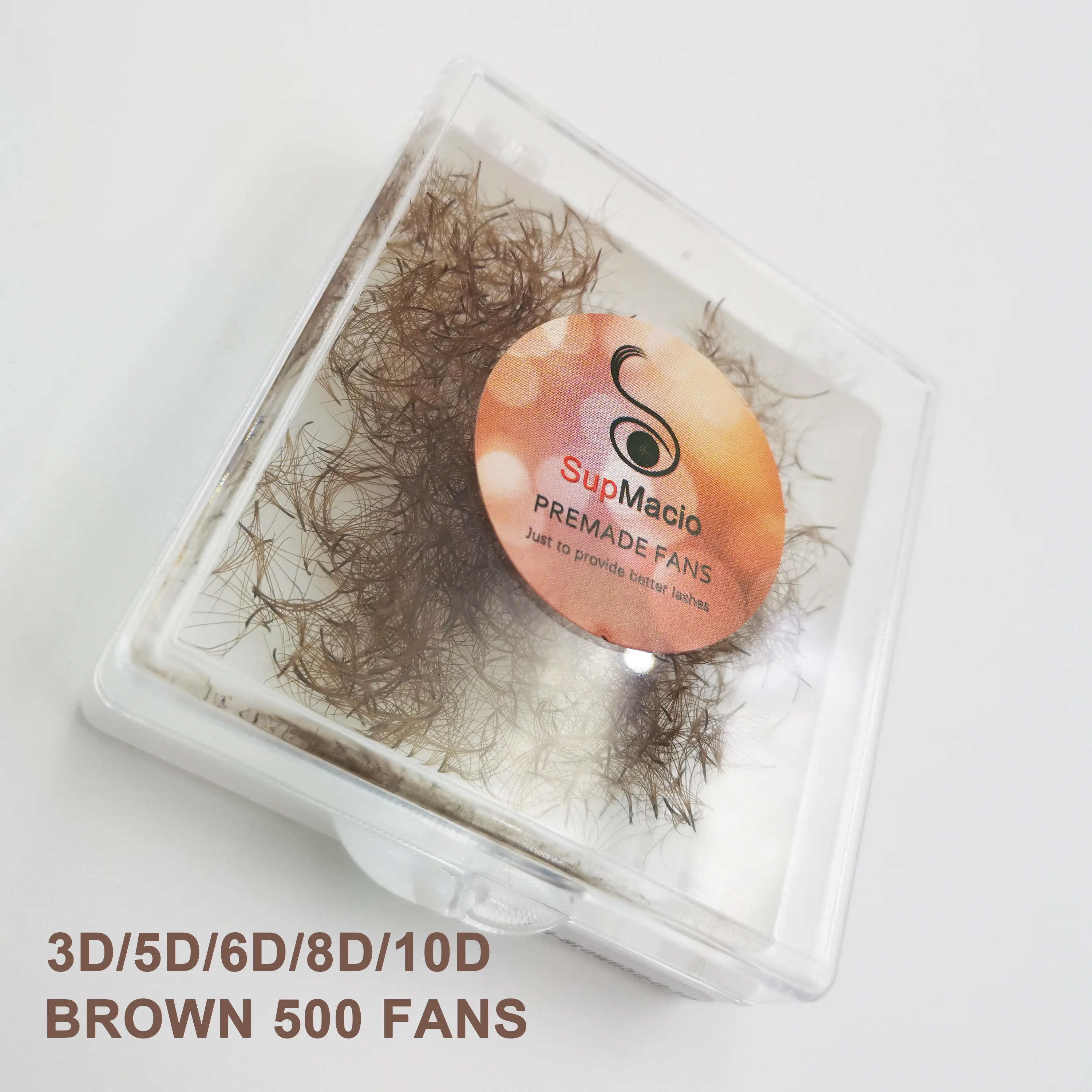 

Brown Loose Promade Fans 5D 6D 10D SupMacio 0.07mm Single Length Pointy Base Brown Lashes Extension 8-16mm
