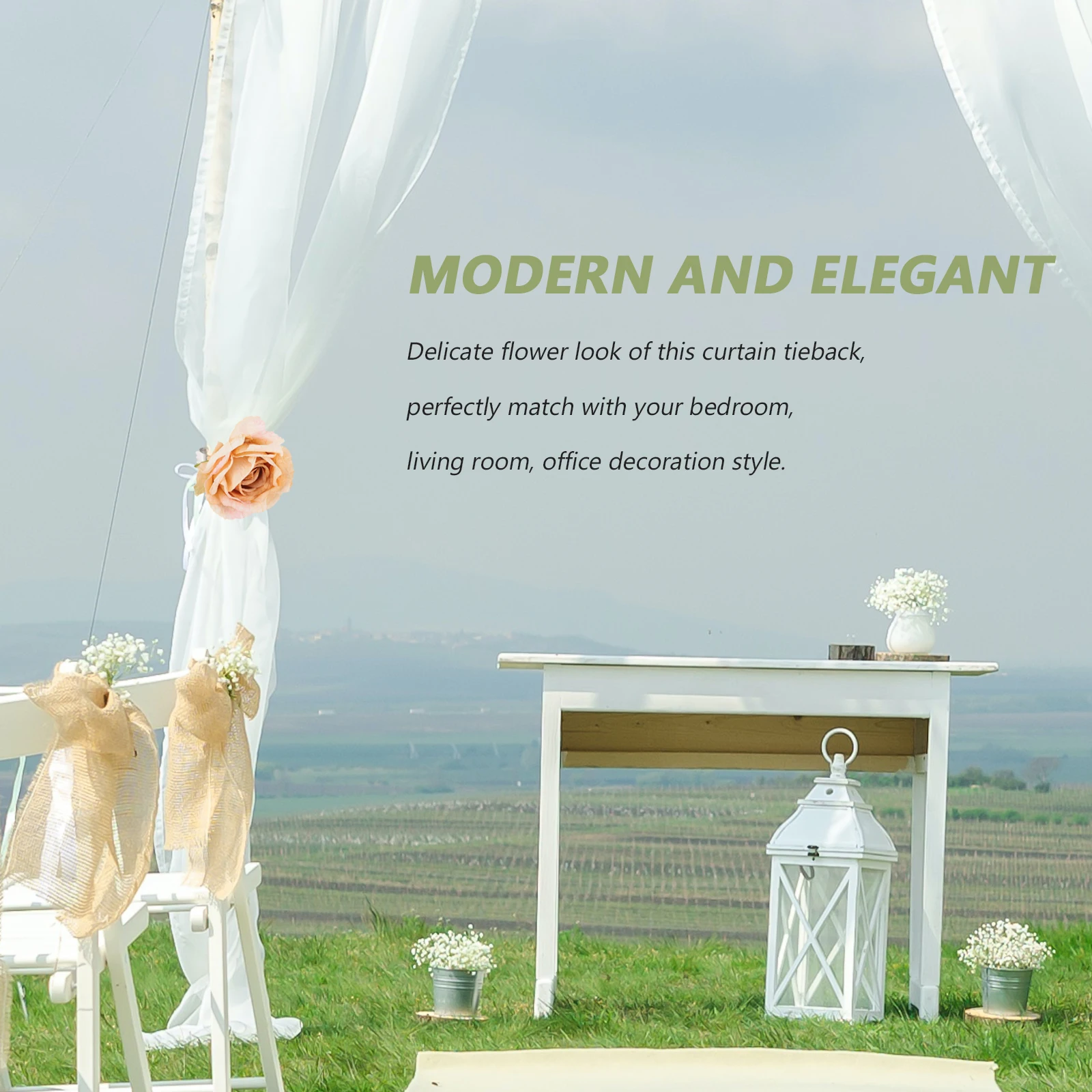 

2pcs Curtain Tiebacks Flower Design Strong Clip No Drill For Sheer Gauze Curtains Drapery Holdback Clips Window Shade Ties