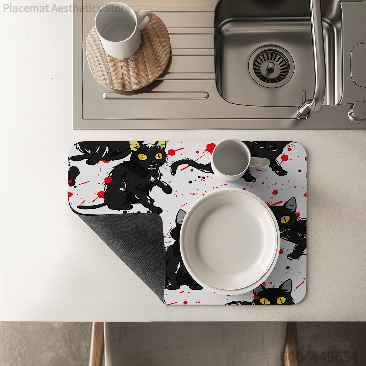Absorbent Anti-slip Coffee Dish Mats Watercolor Large Kitchen Absorbent Draining Mat Drying Mat Quick Dry Bathroom Drain Pad