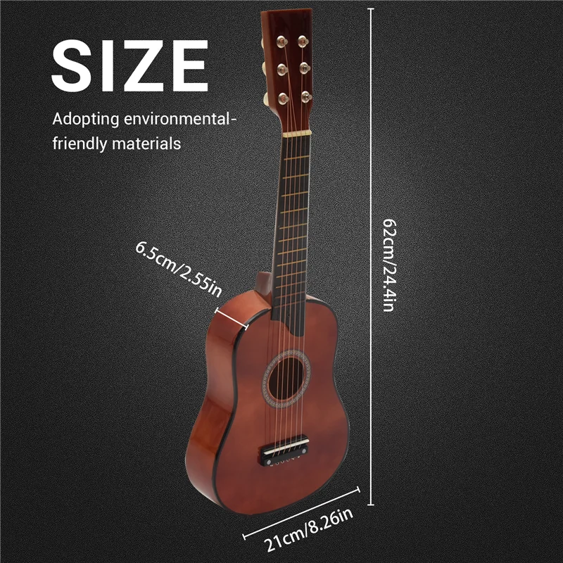 -A12R 25 بوصة جيتار صغير الحجم الزيزفون 6 سلاسل جيتار صوتي مع سلاسل اختيار للمبتدئين الأطفال أطفال هدية #4