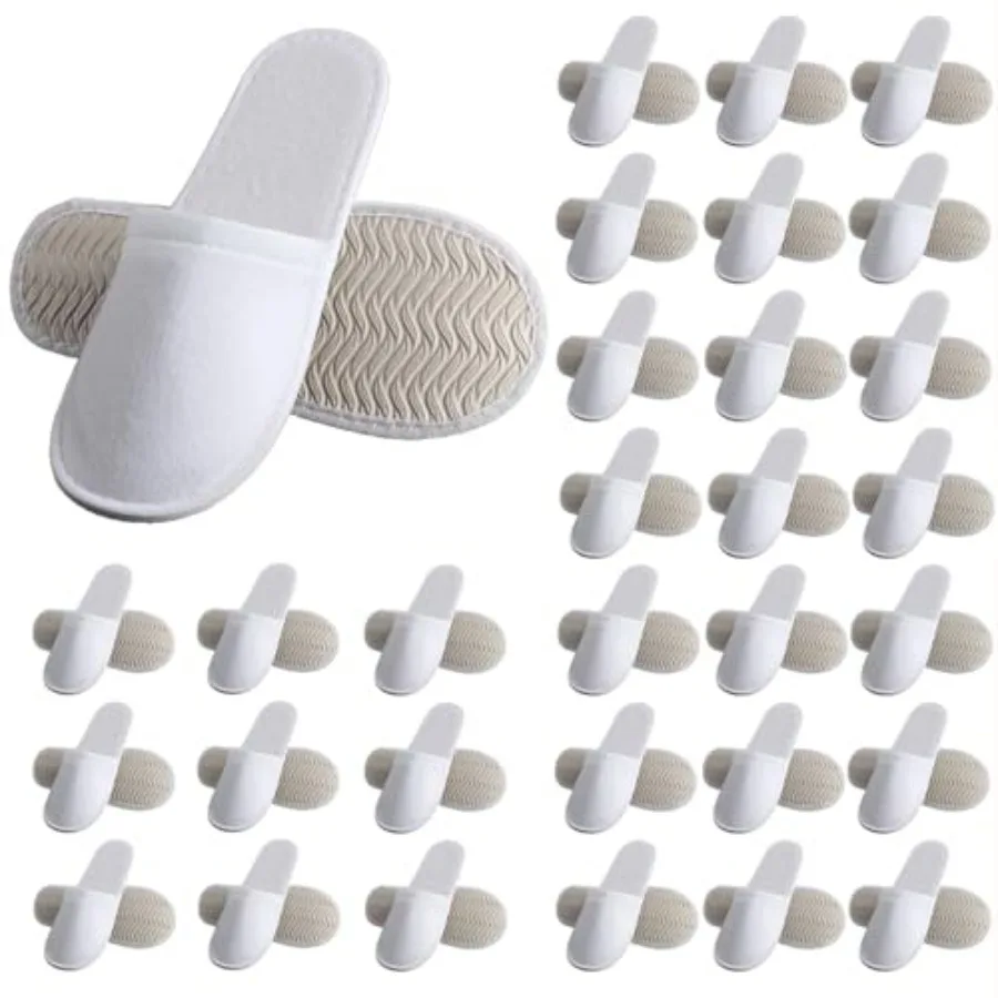 

30 Pairs Disposable Slippers for Guests 10.5 Inch Luxury Disposable Slippers Bulk Non-Slip Spa Hotel and House Slippers for Wom