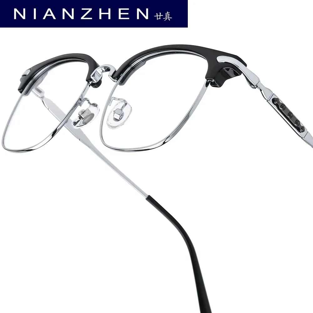 NIANZHEN Titanium Alloy Eyeglasses Frame Men Square Brand Design Glasses Women Ultralight-Weight Retro Eyewear Spectacles 0062