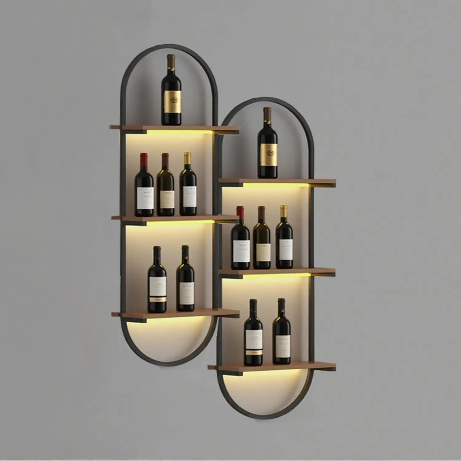 

Wall Mount Wine Rack, 3-Tier Metal Oval Design Wine Rack Wall Mounted, Wine Bottle Holder for Home Bar, Wine Kitchen St