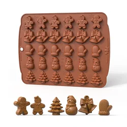 Christmas Silicone Chocolate Mold Gingerbread Man Xmas Tree Snowman Gloves Gummy Candly Mould Kitchen Party DIY Baking Tool