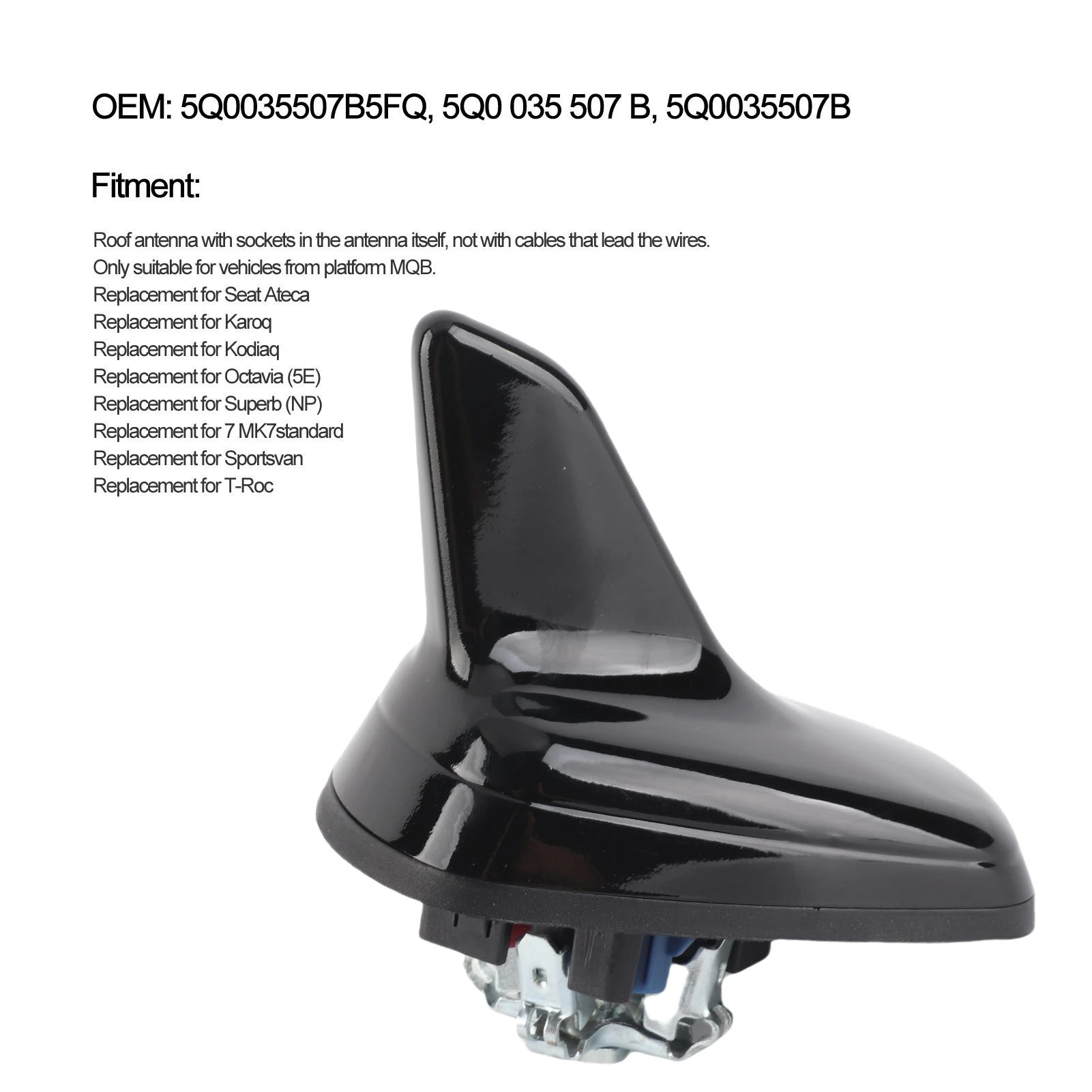 

5Q0035507B Shark Fin Antenna 5Q0035507B5FQ Replacement Part Fin-shaped Antenna GPS Antenna Roof-mounted Antenna GSM Antenna
