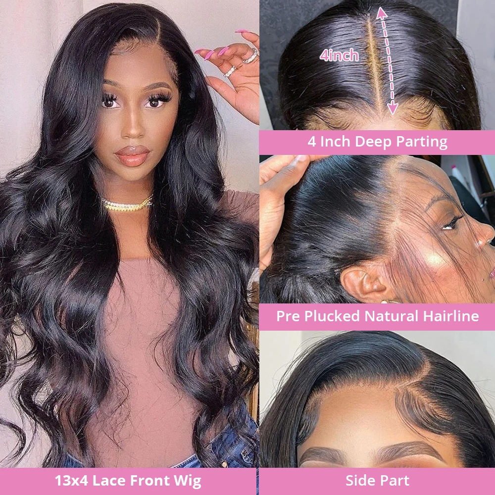 Hd Transparent 13x6 Lace Frontal Wigs Body Wave Human Hair Wigs Preplucked 30 36 40 Inch 13x4 Lace Front Wig For Women 4x4