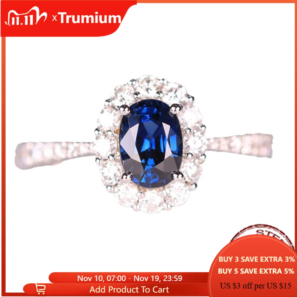 

Trumium Blue Zircon 925 Sterling Silver Ring for Women Luxury Retro Crystals Rings Engagement Wedding Jewelry Accessories