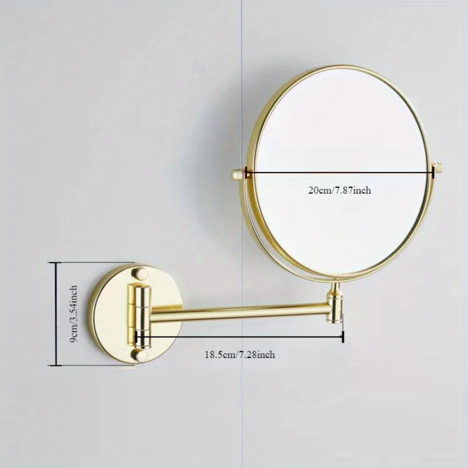 折りたたみデザインの拡張可能な壁掛け化粧鏡、バスルーム用のエレガントなバニティミラー、ドリル不要の取り付け、完璧なビーミラー