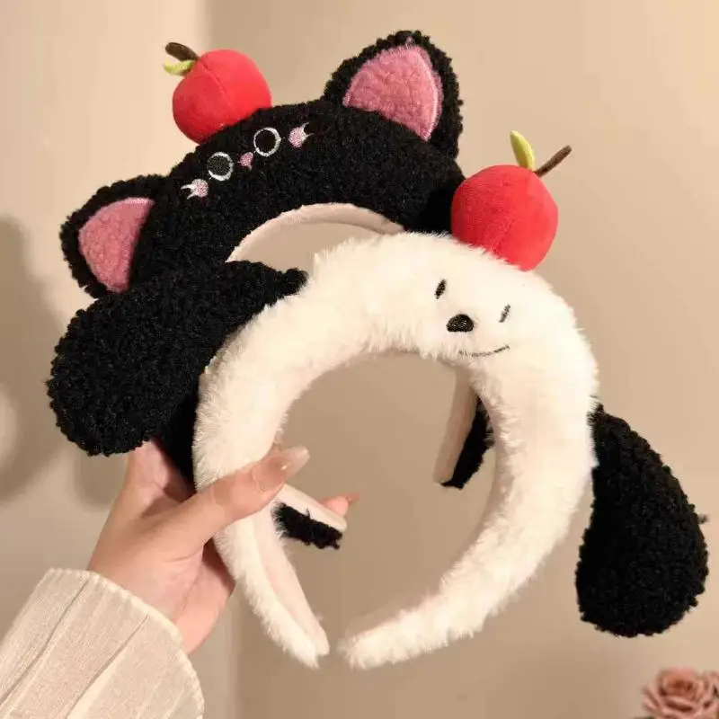 1 قطعة الكرتون ثلاثية الأبعاد أبل الكلب الأذن أفخم Headbands Kawaii ليتل الأسود القط الشعر هوب خوذة غسل الوجه إكسسوارات الشعر