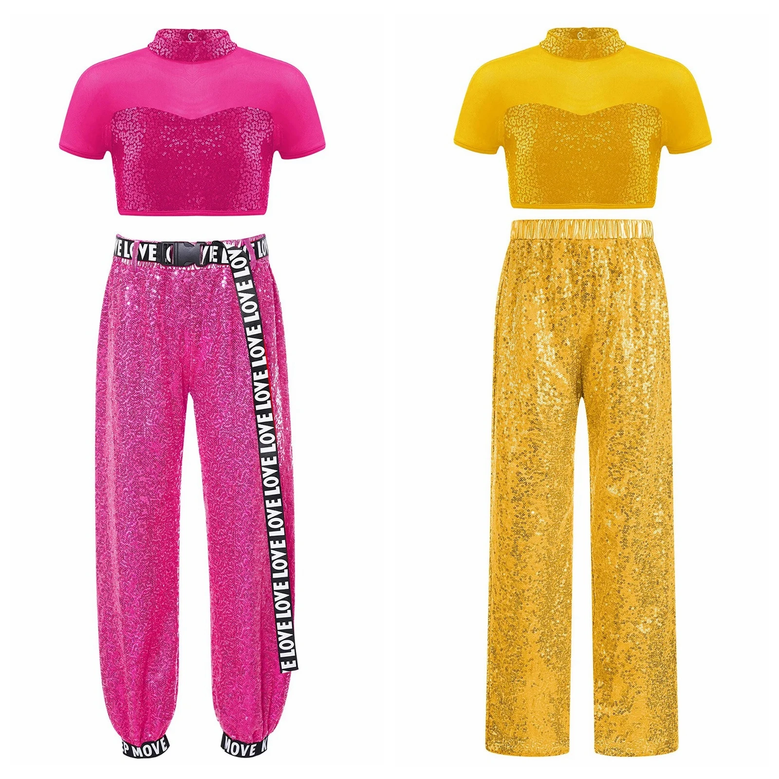 Traje de lentejuelas para niñas, trajes de baile de Jazz latino de Hip Hop brillantes, trajes de salón para niños, conjuntos de actuación escolar para espectáculo en escenario