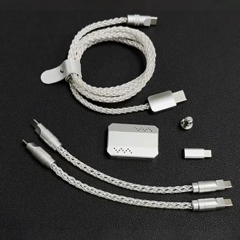 Luminous Hollow RGB Single Crystal Copper 1 To 2 Aviation Plug-in Cable Dual 8K Magnetic Axis Keyboard Luminous Short Wire Set
