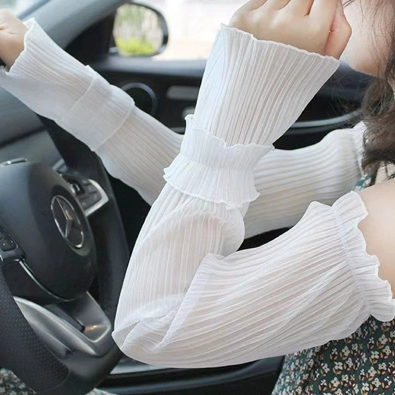 

Cute Sweet Summer Mesh Gauze Thin Lace Sun Protection Arm Sleeve Ladies Female UV Protection Ice Silk Sleeves for Women