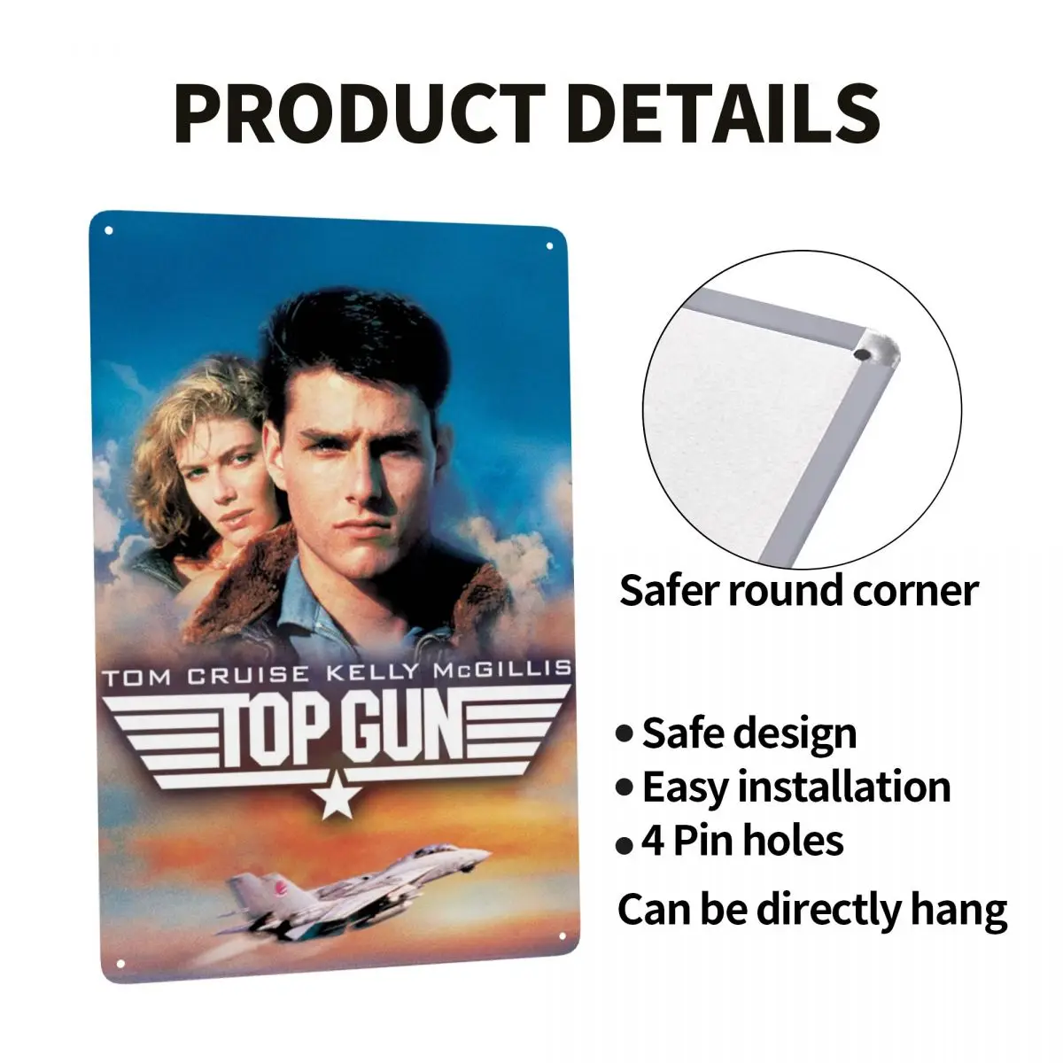 Top Gun Maverick Sign Custom Vintage American Action Tom Cruise Movie Metal Plaque for Gate Garden Yard Man Cave Bar Wall Decor