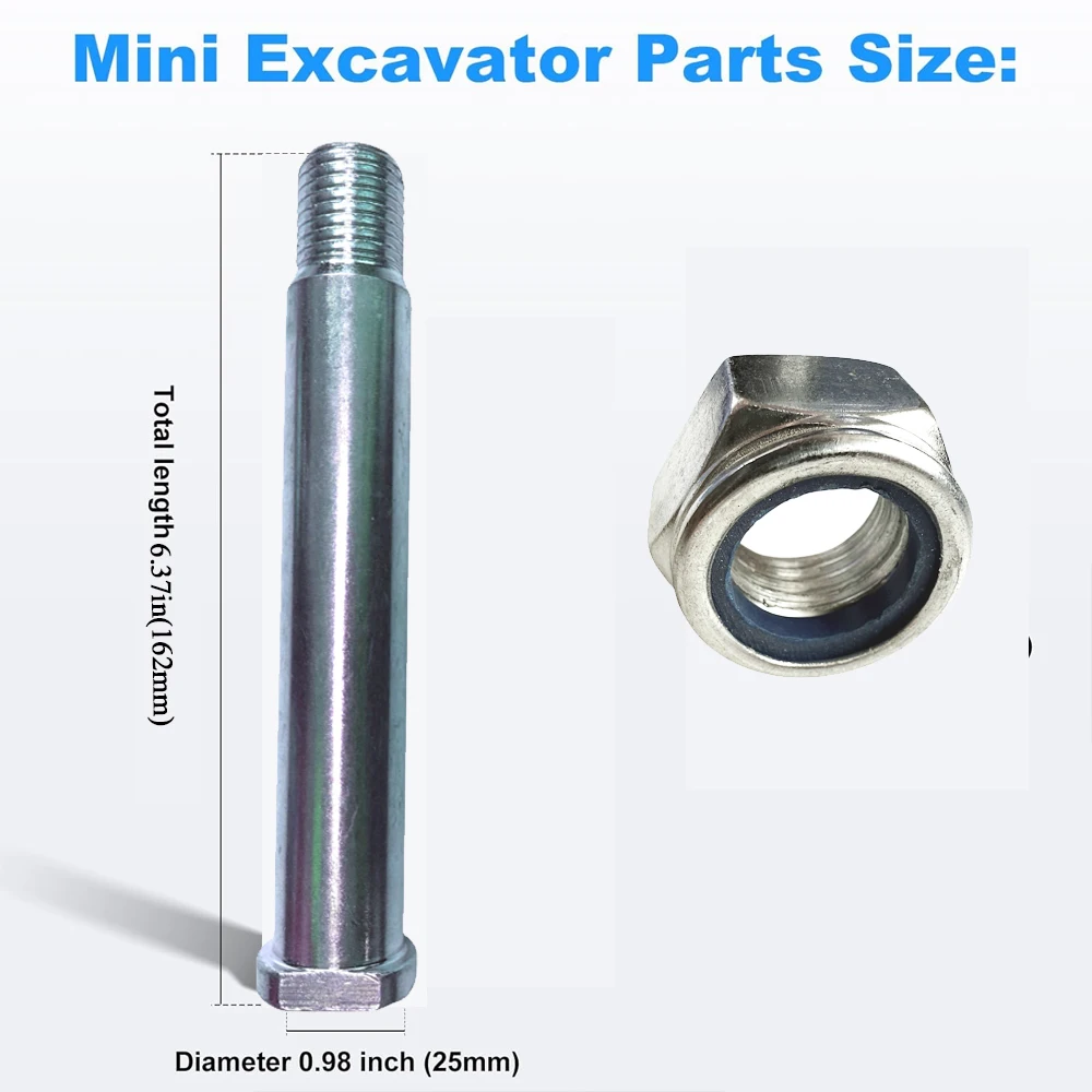 새로운 미니 굴삭기 어태치먼트 핀 0.98인치/25mm, 백호 어태치먼트용으로 교체 가능, 윤활용 오일 구멍 포함